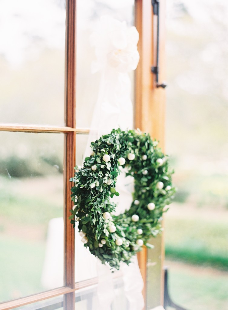 Real Wedding: Laura + Jacob {N-joy Events} Boxwood wreaths welcomed guests