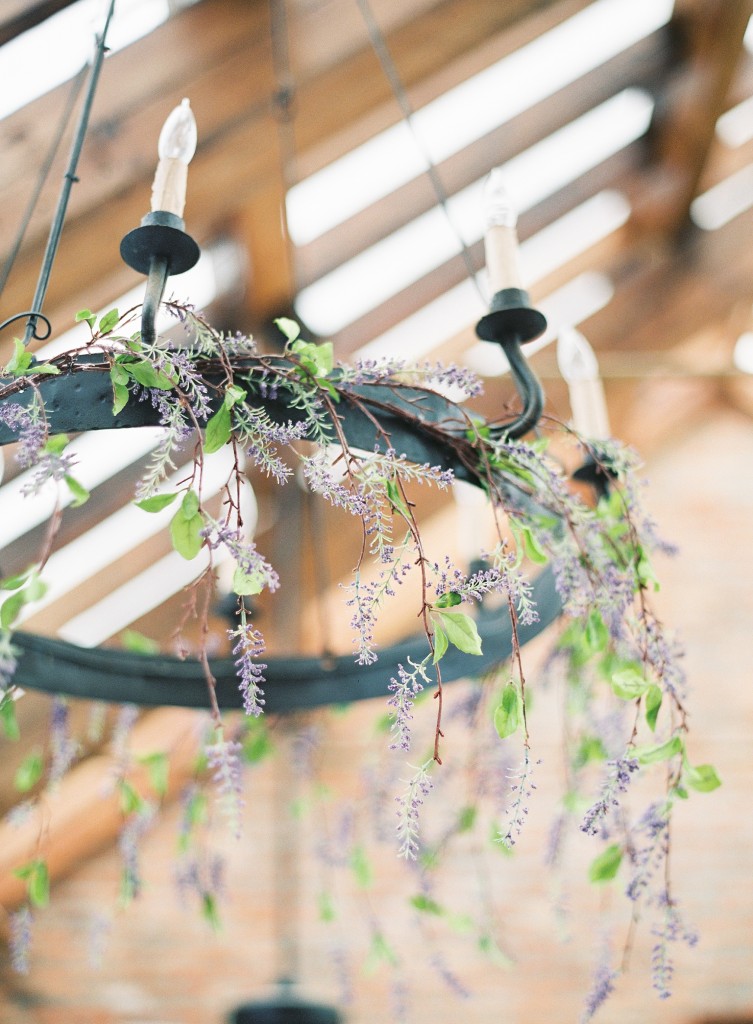 Real Wedding: Laura + Jacob {N-joy Events} Lavender hung from the wrought iron chandeliers